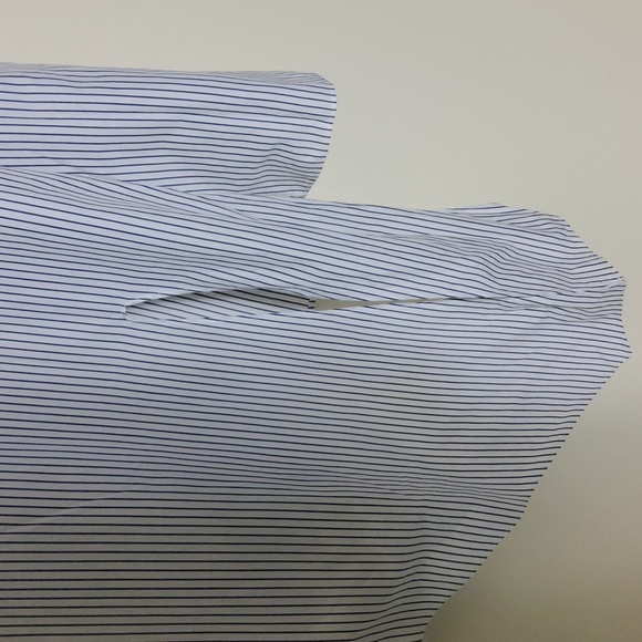 Theory Blue/White Stripped Long Sleeve  Side Tie Blouse Size L - Picture 4 of 8